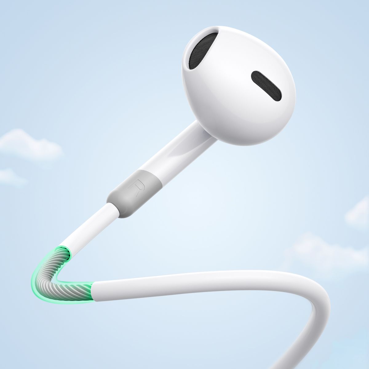 JR-EW01 Wired Series Half In-Ear Wired Earphones-White