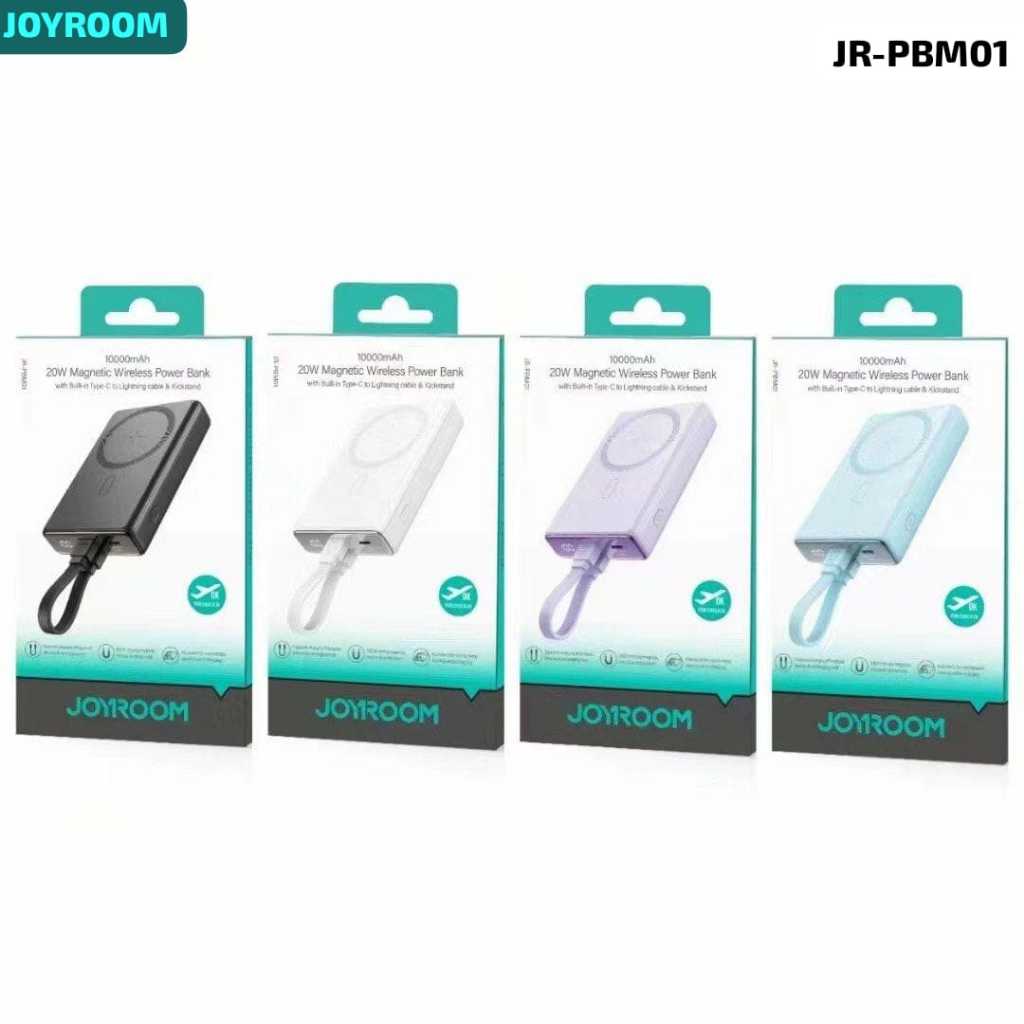 JR-PBM01 20W Magnetic  Wireless Power Bank with  Built-in Cable&Kickstand  10000mAh